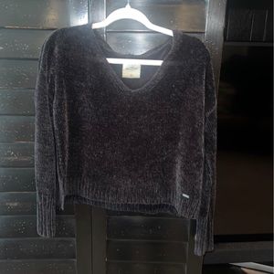 Hollister Co. Black Velvet Like Vneck Sweater XS